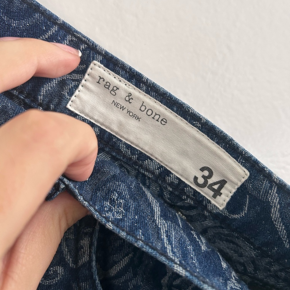 rag & bone Blue Paisley Wide Leg Jeans - Picture 4 of 5
